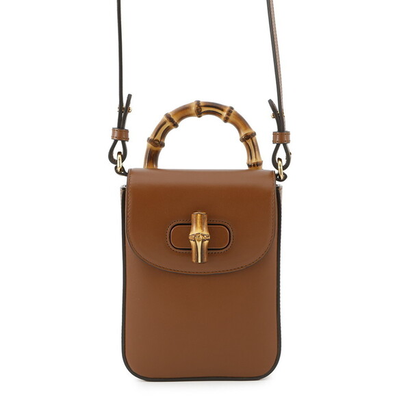 GUCCI Brown Leather Bamboo Shoulder Bag - Picture 1 of 16